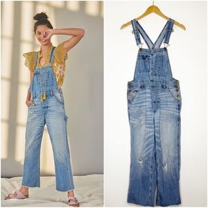 Pilcro Relaxed Denim Overalls Anthropologie Light Wash Distressed Size 26